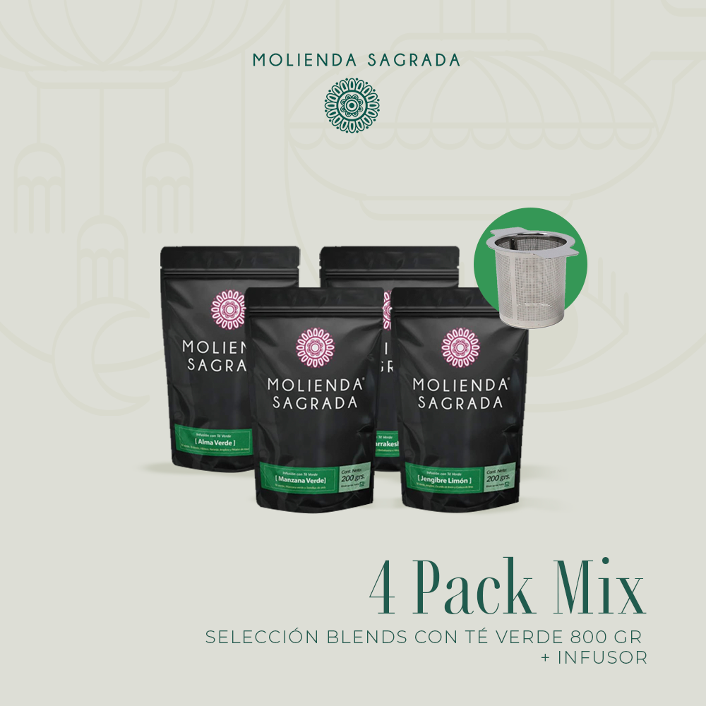 4 Pack Selección Blends con Té Verde 800 gr más Infusor