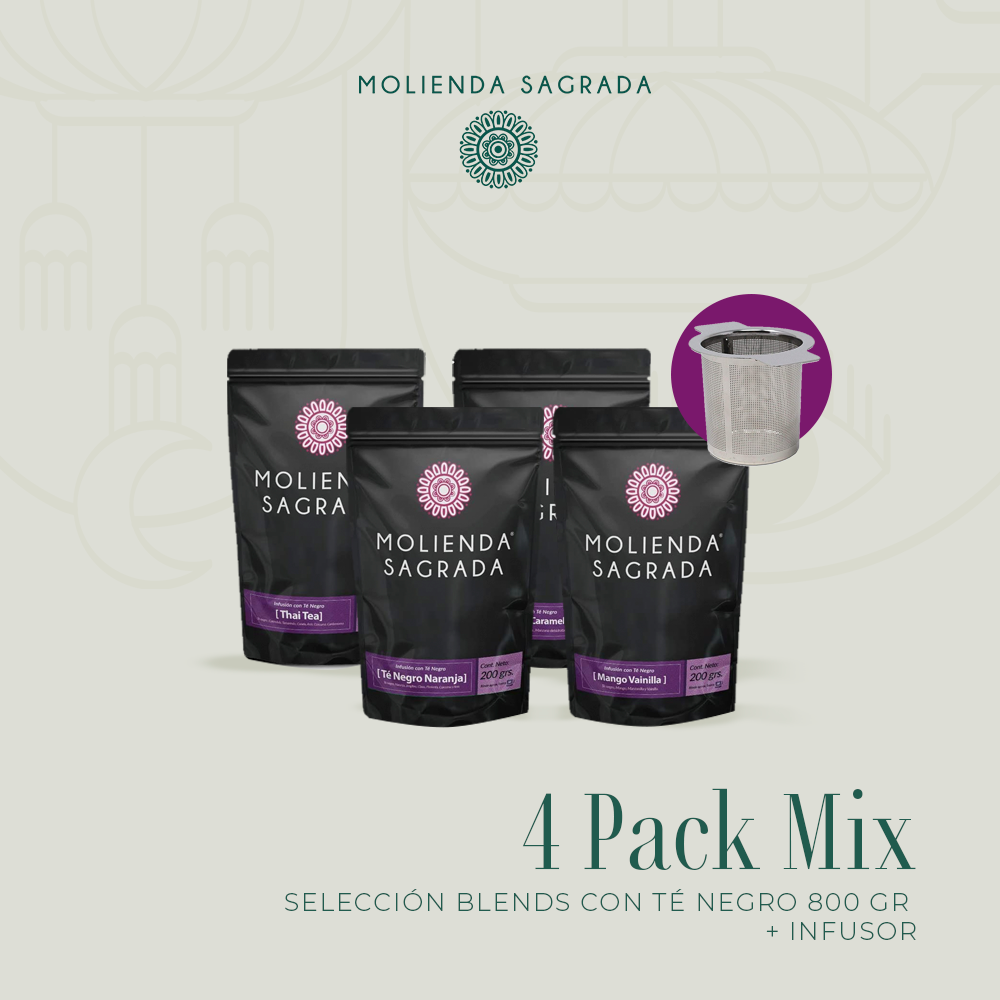 4 Pack Selección Blends con Té Negro , 800 gr. más Infusor