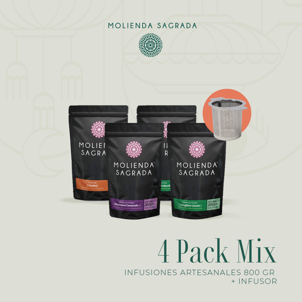4 Pack Mix Infusiones Artesanales 800 gr. más Infusor