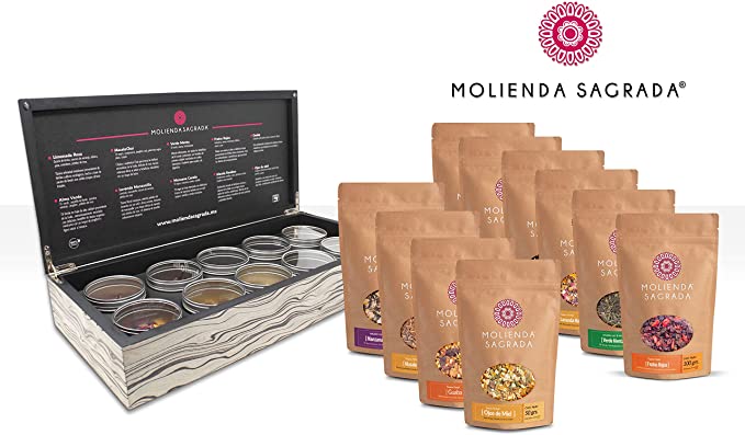 Caja de madera para Té a granel con 10 variedades