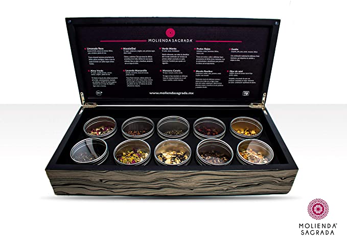 Caja de madera para Té a granel con 10 variedades