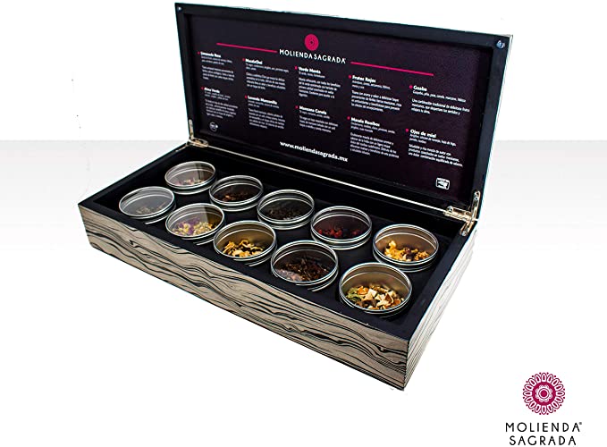 Caja de madera para Té a granel con 10 variedades