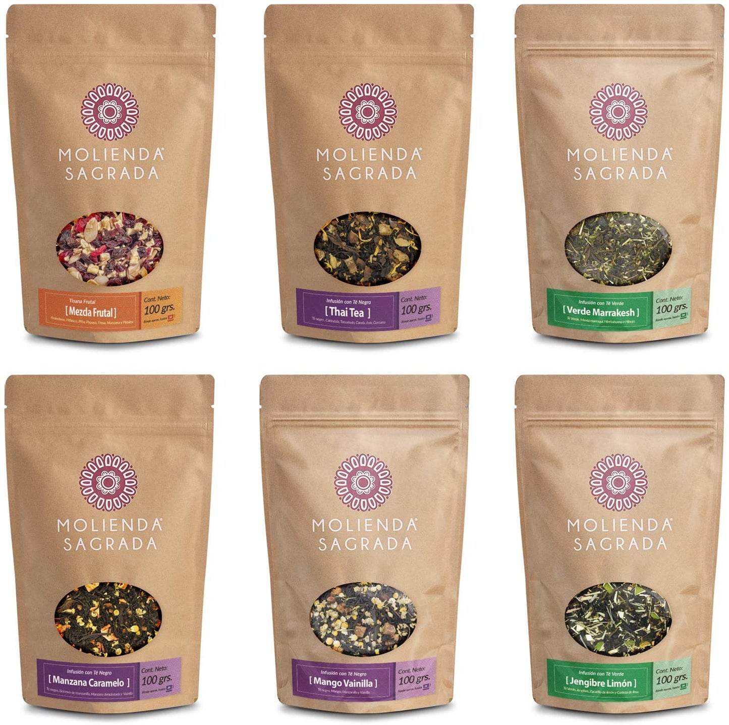 6 Pack Mix Infusiones Artesanales 600 gr. más Infusor y Hervidor de Agua
