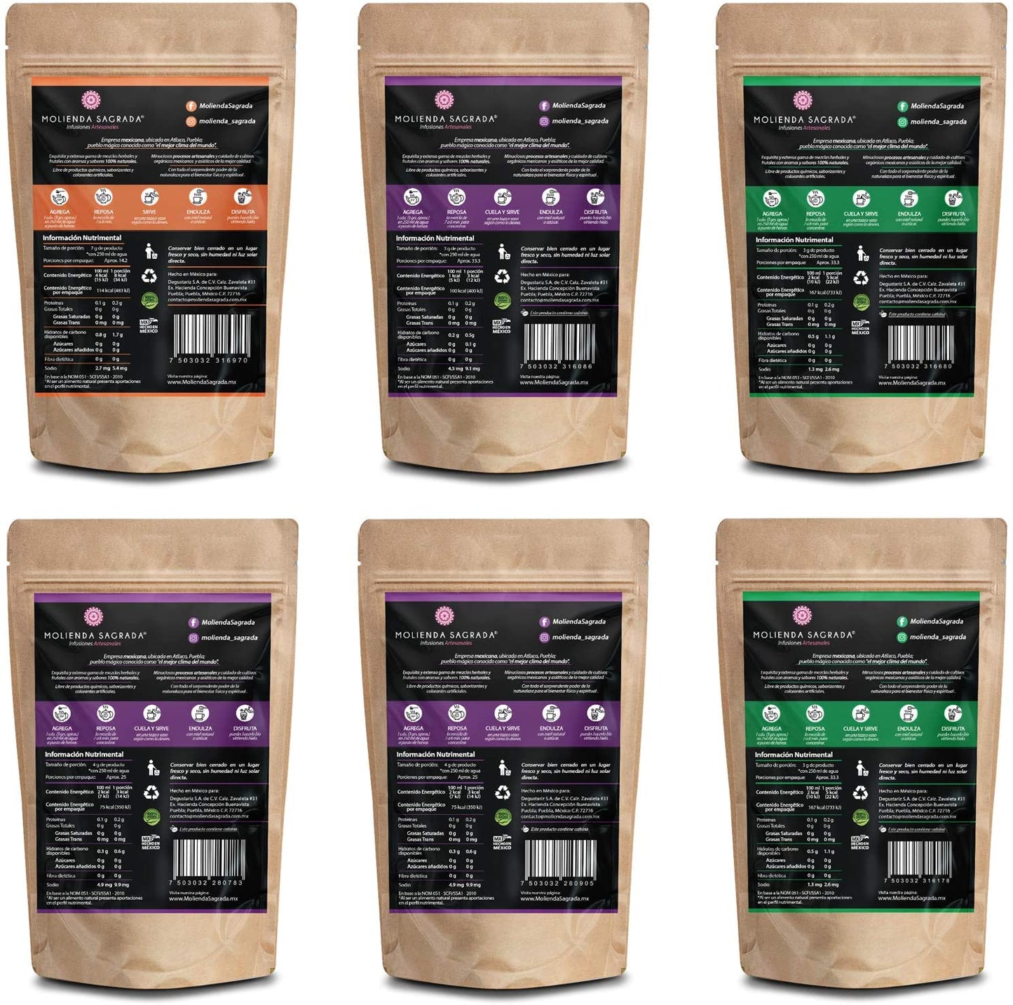 6 Pack Mix Infusiones Artesanales 600 gr. más Infusor y Hervidor de Agua