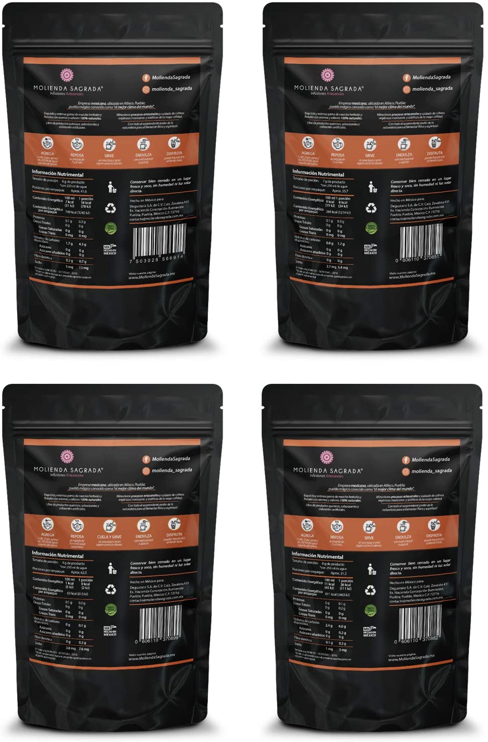 4 Pack Selección Tisanas Frutales 800 gr. más Infusor