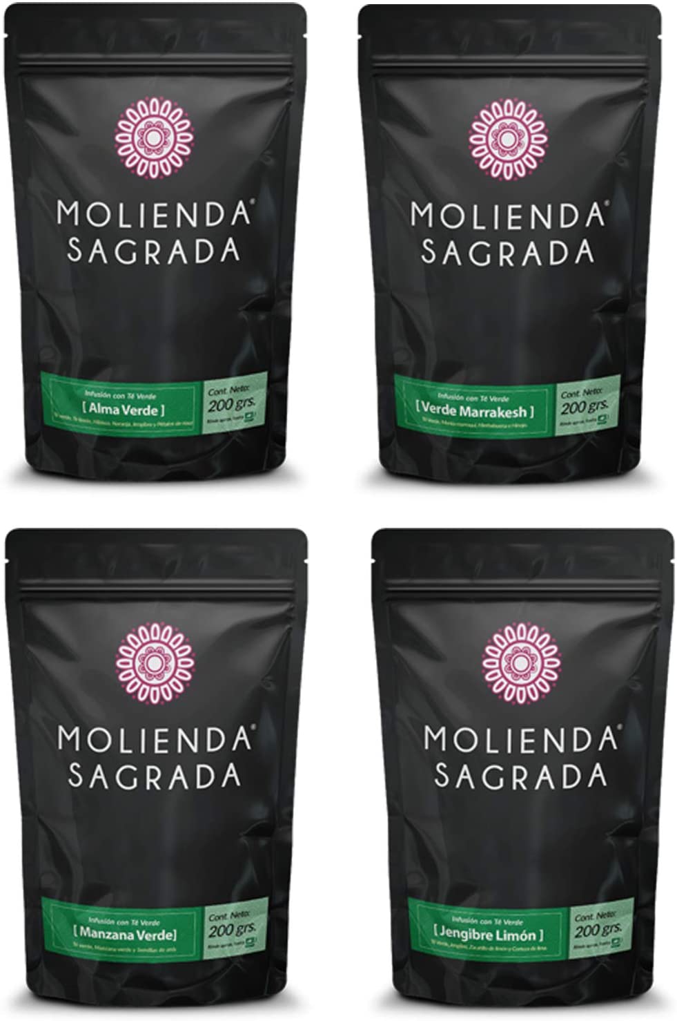 4 Pack Selección Blends con Té Verde 800 gr más Infusor