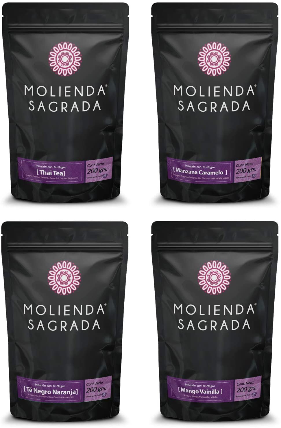 4 Pack Selección Blends con Té Negro , 800 gr. más Infusor