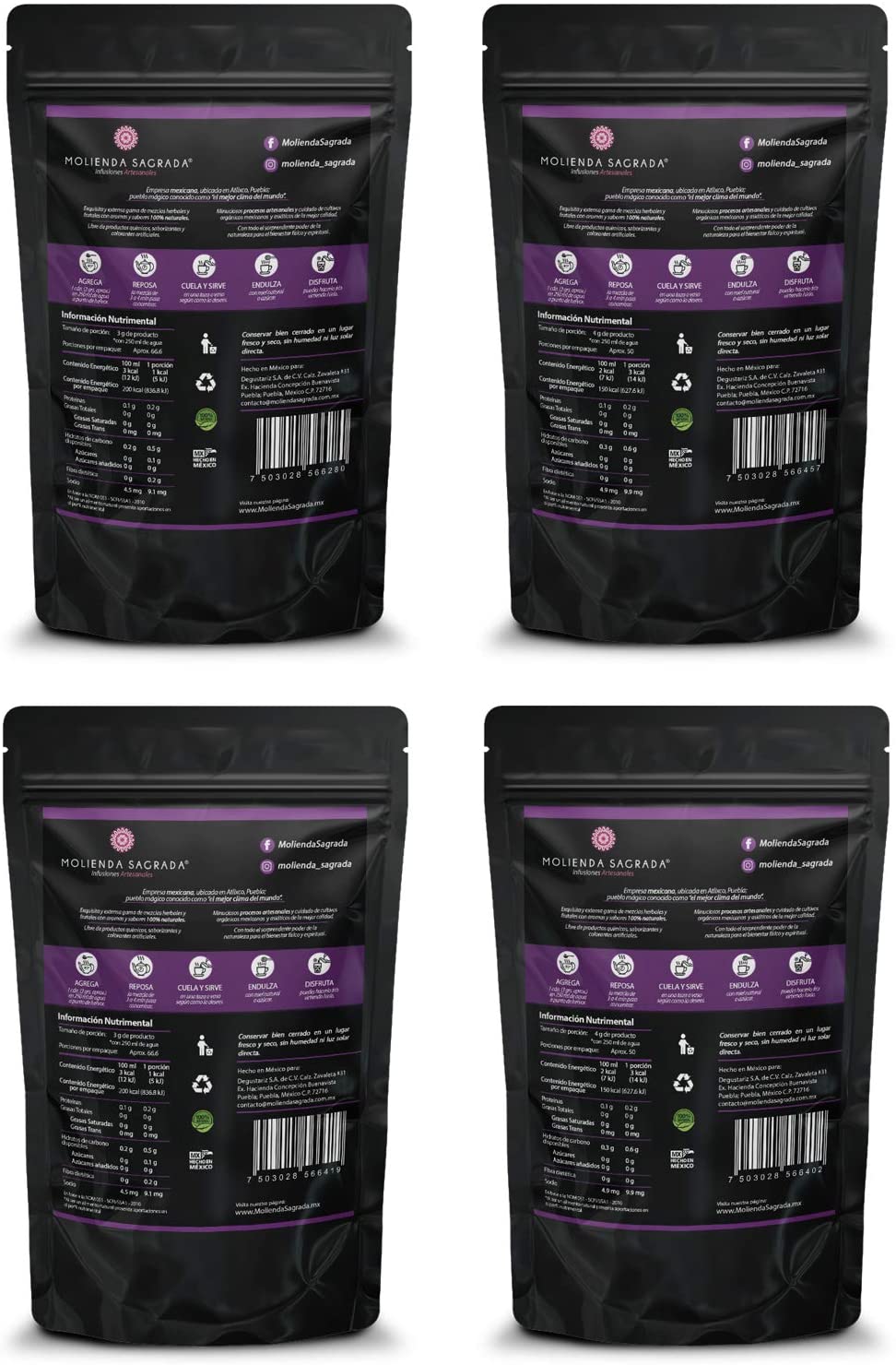 4 Pack Selección Blends con Té Negro , 800 gr. más Infusor