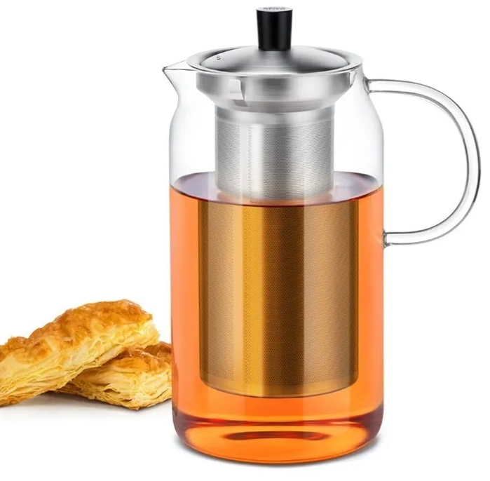 Tetera de vidrio con Infusor de Acero Inoxidable 1200 ml