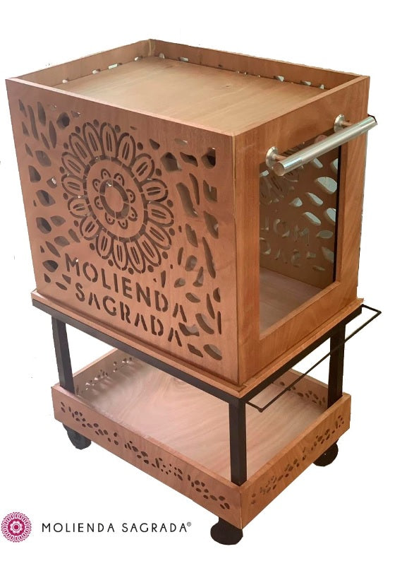 Carrito de Madera Exhibidor - accesorio para té Molienda Sagrada
